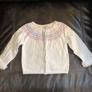 Janie and Jack white cardigan with fur sleeves
